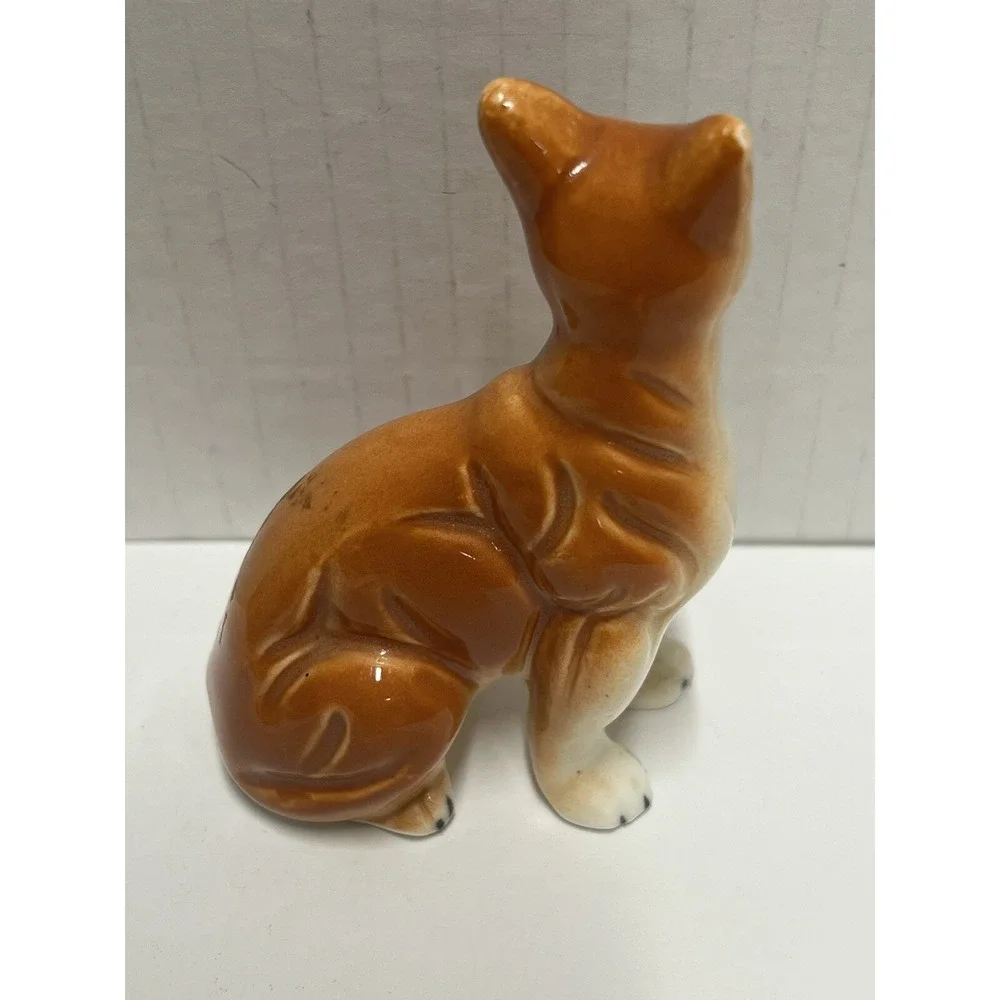 Vintage Orange Tabby Cat Figurine Porcelain Ceramic Feline Kitty‎ Cat 3.5